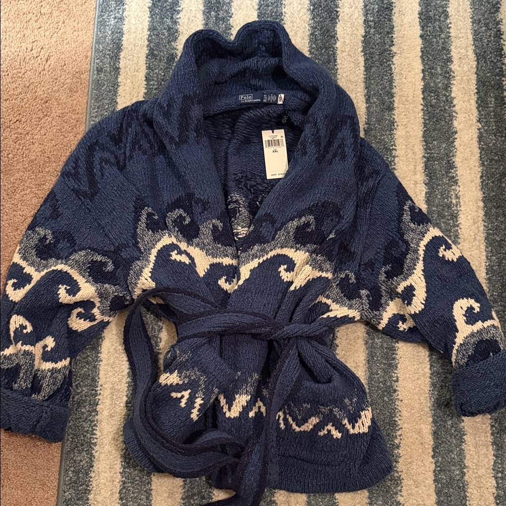 Polo Ralph Lauren Wrap Cardigan in Caroline Multi Blue